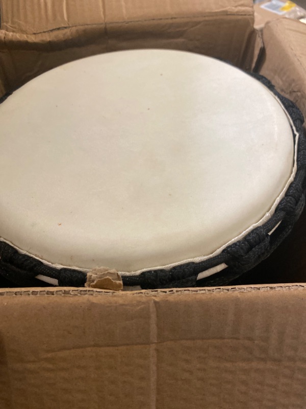 Photo 2 of Djembe Drum, AKLOT African Drum Hand-Painted 9.5'' x 20'' Mahogany Goatskin Drumhead for Starter Beginners Adult for Over 8 Years Old 9.5'' Hand-Painted Black