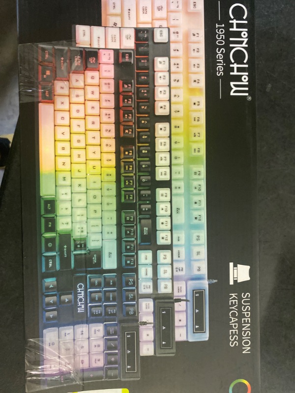 Photo 3 of CHONCHOW LED Keyboard and Mouse, 104 Keys Rainbow Backlit Keyboard and 7 Color RGB Mouse, White Gaming Keyboard and Mouse Combo for PC Laptop Xbox PS4 Gamers and Work
