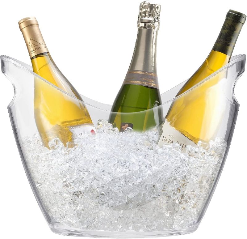 Photo 3 of 2 pack- Ice Bucket Wine Bucket, Clear Acrylic Drink Bucket with Handle, Plastic Beverage Tub Wine Champagne Bucket, Storage Tub for Home Bar Party Wine Champagne or Beer Bottles