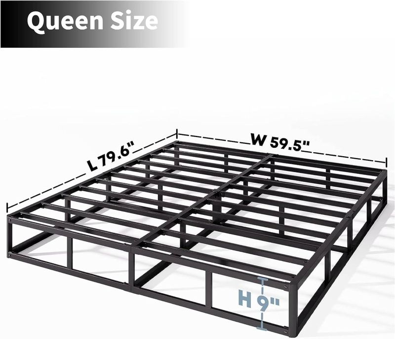 Photo 1 of Queen Box Spring 9 Inch High Profile Strong Metal Frame Mattress Foundation, Quiet Noise-Free,Easy Assembly, 3000lbs Max Weight Capacity
