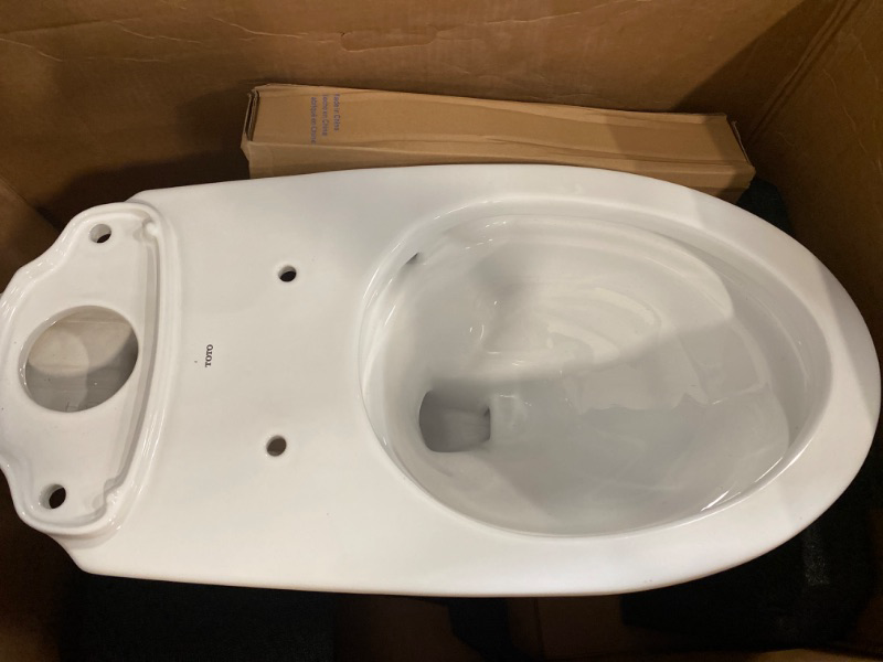 Photo 2 of Color - Cotton White (comes with Toto Soft Close Seat) TOTO Drake Elongated Universal Height TORNADO FLUSH Toilet Bowl with CEFIONTECT, Cotton White 