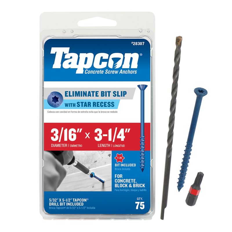 Photo 1 of Tapcon 28307 Star Flat Head Concrete Screws 3-1/4 Steel