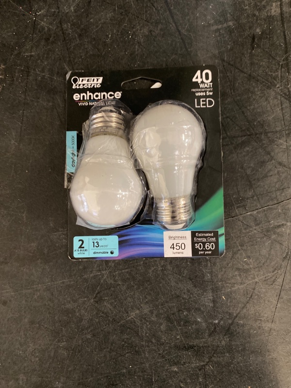 Photo 2 of Feit Enhance A15 E26 (Medium) Filament LED Bulb Daylight 40 Watt Equivalence 2 Pk