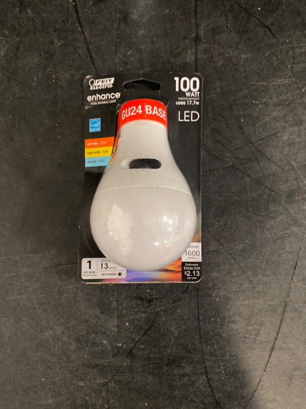 Photo 2 of Feit Electric 100-Watt Equivalent A21 GU24 Base CEC Color Changing Light Bulb