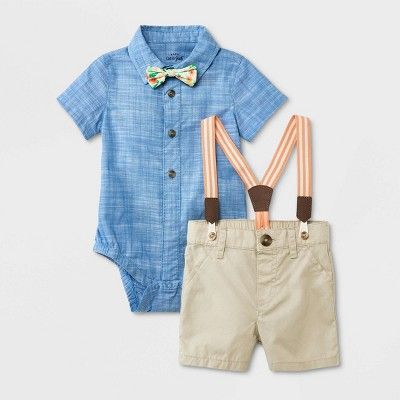 Photo 1 of Size 12M - (Does not include Bow Tie or Pants w/ Suspenders) Baby Boys' Mini Man Top- Cat & Jack Cream/Blue