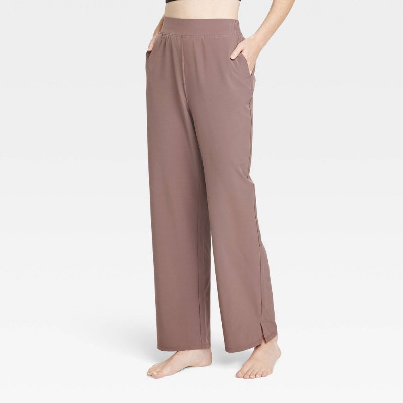 Photo 1 of Size L - Women's Woven High-Rise Straight Leg Pants - All in Motion™ Brown