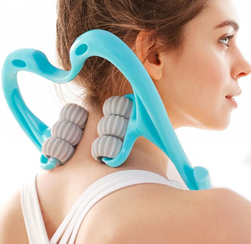 Photo 1 of Neck Massager Roller, Handheld Massager with 6 Balls Massage Point, Neck Pain Relief Massager for Deep Tissue in Neck, Back, Shoulder, Waist, and Legs