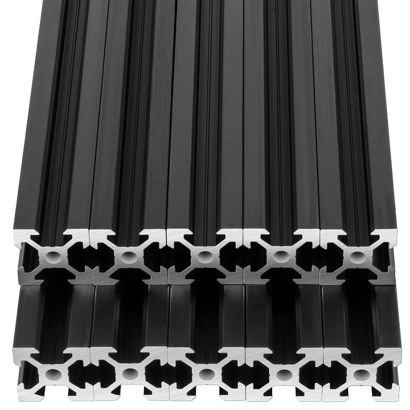 Photo 1 of 10pcs V Slot 2020 Aluminum Extrusion European Standard 1220mm Length Anodized Linear Rail for 3D Printer Engraving Machine Workbench DIY (Black)