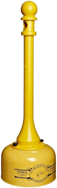 Photo 1 of Eagle 1202 Galvanized Steel Poly Tube Cigarette Butt Receptacle, 2-1/2 gallon Capacity, 35" Height, 11" Diameter, Yellow