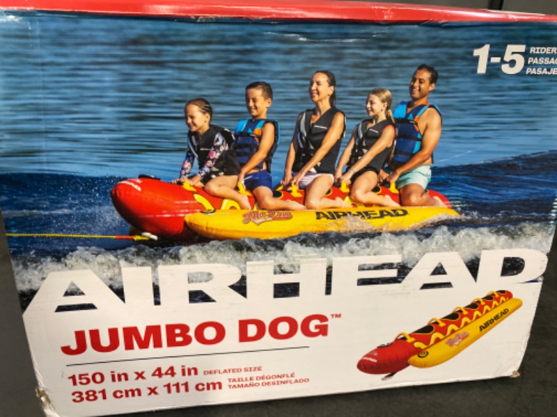 Photo 2 of Airhead Hot Dog Towable | Multiple Models, Tube for Boating and Water Sports, Neoprene Seat Pads, Double-Stitched Full Nylon Cover, and Boston Valve for Convenient Inflating & Deflating