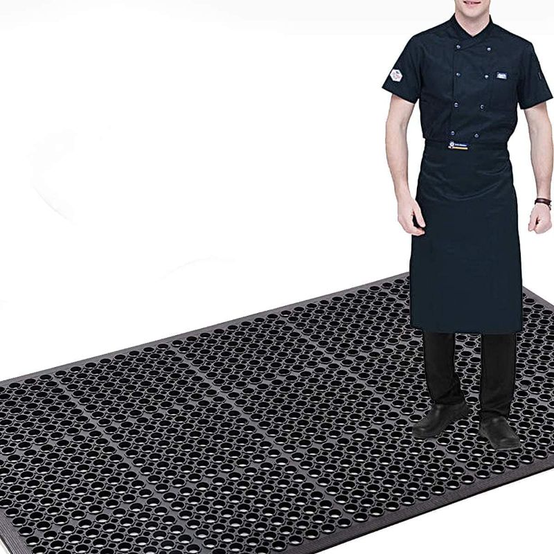 Photo 1 of 83x35 Commercial Anti-Fatigue Drainage Rubber Matting Non-Slip Rubber Drainage Mat Commercial Kitchen Floor Mat Rubber Mat with Holes for Wet Area Use Black