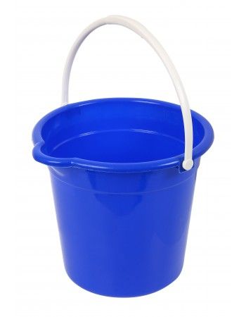 Photo 1 of (Small Crack Around Rim) Superio Round Plastic Bucket with Handle 10 Liter Blue Pail for Cleaning Fishing Camping Mopping (Sold As Is)