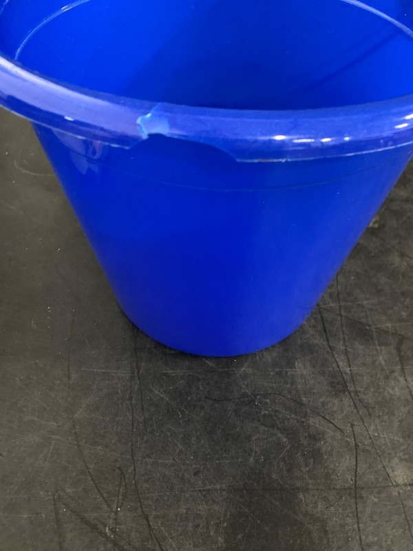 Photo 2 of (Small Crack Around Rim) Superio Round Plastic Bucket with Handle 10 Liter Blue Pail for Cleaning Fishing Camping Mopping (Sold As Is)