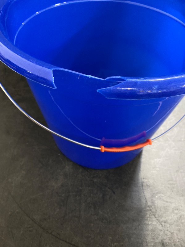 Photo 2 of (Small Crack on Rim) Superio Round Plastic Bucket with Handle 10 Liter Blue Pail for Cleaning Fishing Camping Mopping (Sold As Is)