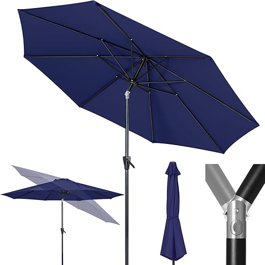 Photo 1 of Tempera Patio Market Outdoor Table Umbrella with Push Button Tilt and Crank, Large Sun Umbrella with Sturdy Pole & Fade resistant canopy, Easy to set