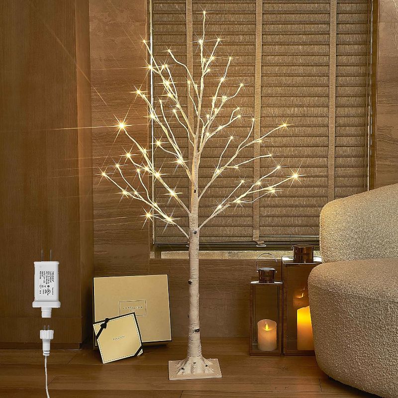 Photo 1 of Hairui Lighted Birch Tree Plug in 4FT 72 LED White Twig Tree with Lights for Christmas Holiday Wedding Room Decorations Indoor Outdoor Use