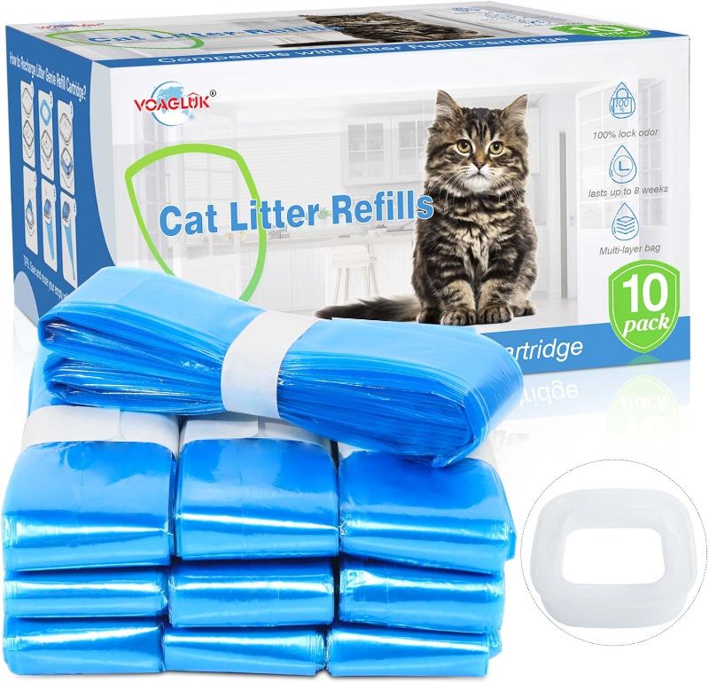 Photo 1 of 9 Pack Cat Litter Refill Bags 100% Enhanced Odor Control Litter Refills Generic Compatible with Litter Genie and Pet Genie Pail, Included One Non-Original Refill Cartridge