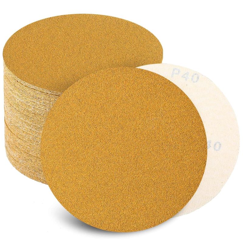 Photo 1 of 6 Inch Sanding Discs Hook and Loop No Hole, 40 Grit Sandpaper, Da Sandpaper for Automotive and Woodworking, 100 Pack