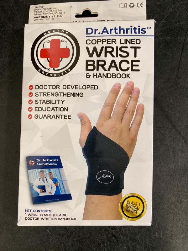 Photo 2 of Dr. Arthritis Doctor Developed Copper Wrist Brace/Wrap for Carpal Tunnel Support, Splint Brace -F.D.A. Medical Device & Doctor Handbook-Night Support for Women Men-Right & Left hands (Single)