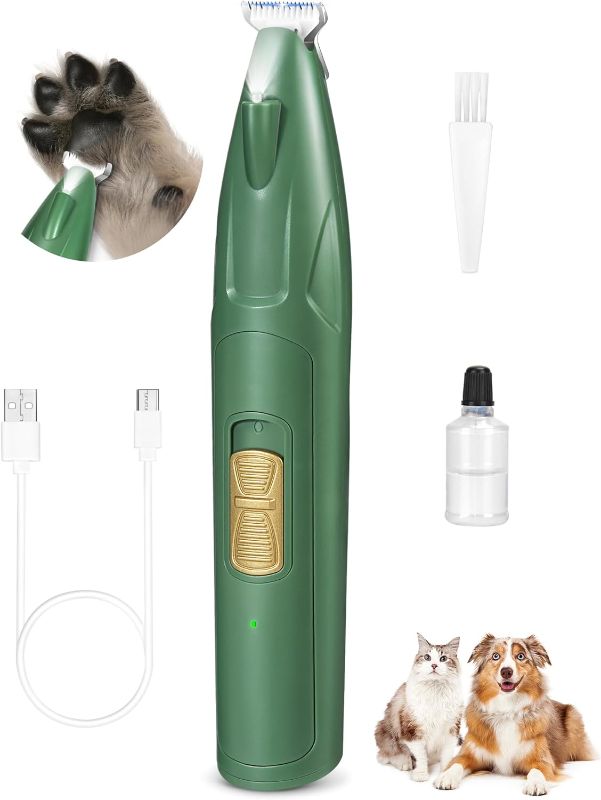 Photo 1 of Dog Paw Trimmer with LED Light, 2 Speed Dog Clippers for Grooming Small Dogs, Rechargeable Low Noise Pet Shaver for Trimming Dogs Cats Hair Around Paws, Eyes, Ears, Face, Rump