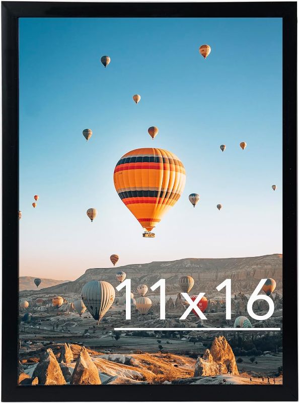 Photo 1 of 11x16 Picture Frame Black for Wall Hanging, Wall Mounting Horizontally or Vertically, Wall Gallery Poster Photo Frame with Shatter Resistant Plexiglass, Black