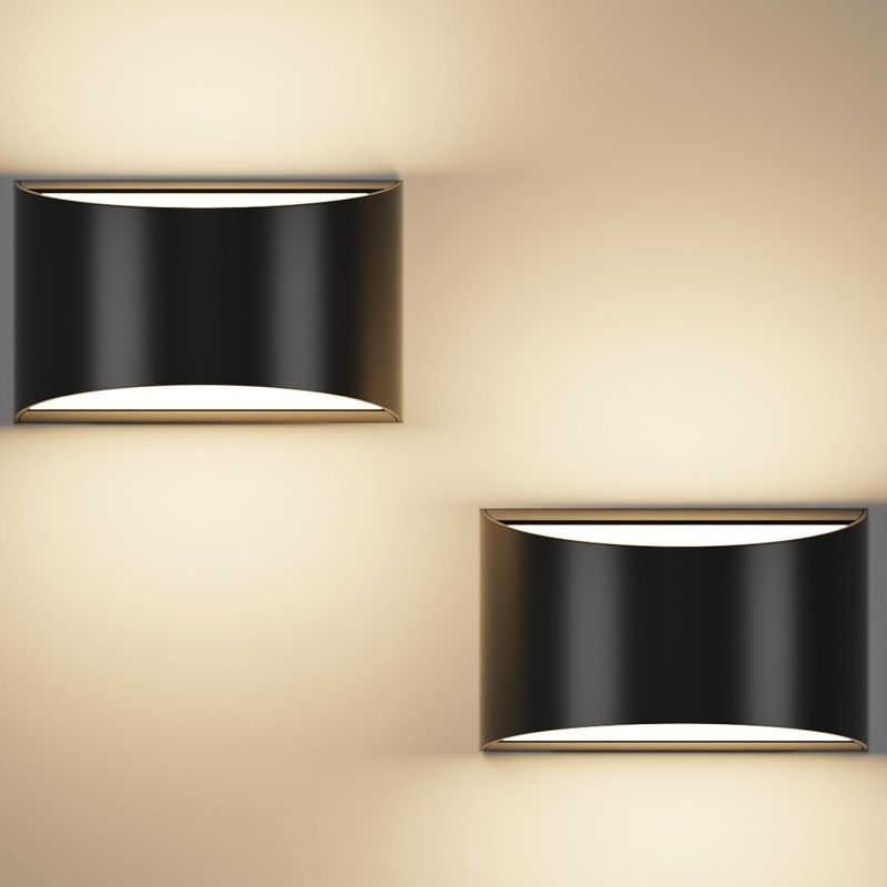 Photo 1 of Black Led Wall Sconces Indoor - Warm White 3000K 10W Modern Wall Light Fixture,  Outdoor Waterproof, hardwired, Up and Down Wall Mounted Wall Lights for Living Room, Bedroom, Hallway(with G9 Bulbs)