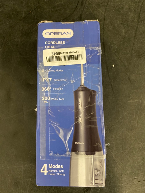 Photo 1 of Operan Water Flossers for Teeth Cleaning Upgraded 300ml Cordless Water Dental Flossers Portable Rechargeable Oral Irrigator with 4 Modes 4 Jet Tips IPX7 Waterproof Water Floss for Home Travel (Black)