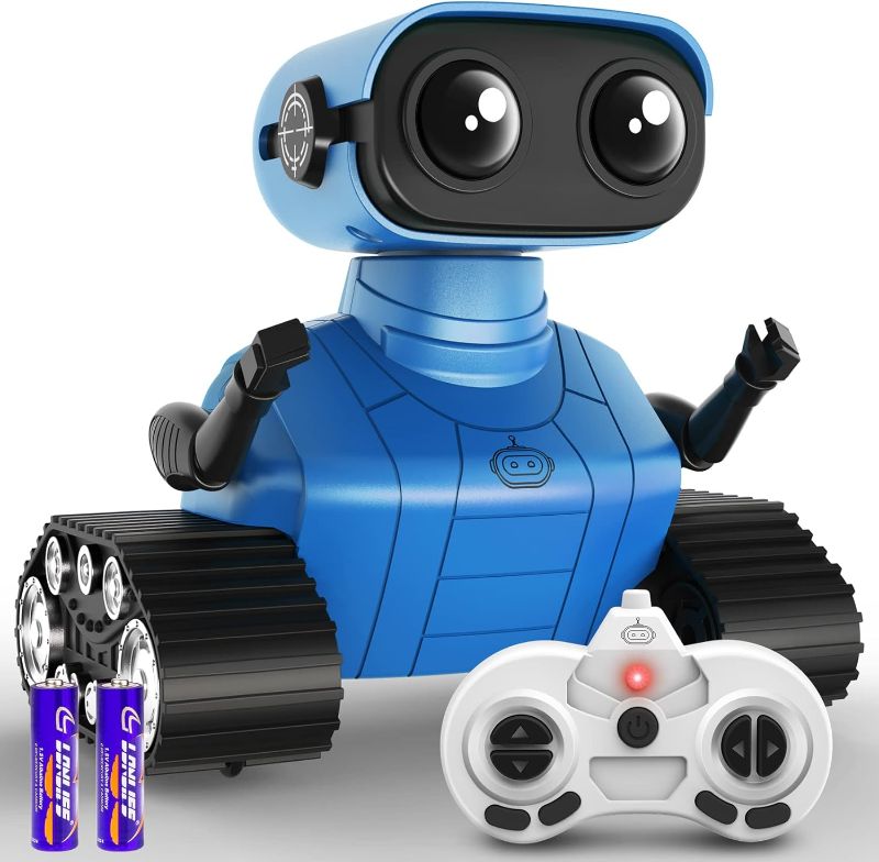 Photo 1 of Hamourd Robot Toys for Boys Girls, Rechargeable Remote Control Emo Robots with Auto-Demonstration, Flexible Head & Arms, Dance Moves, Music, Shining LED Eyes for 5+ Years Old Kids