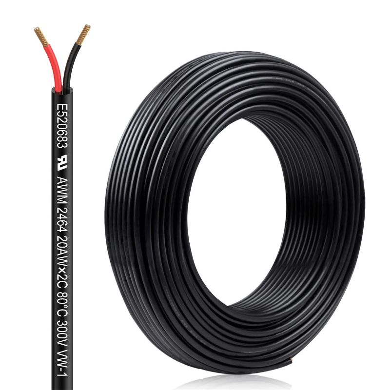 Photo 1 of ***Unknown Length*** 20 Gauge 2 Conductor Electrical Wire 20AWG Low Voltage Landscape Wire Stranded PVC Cord Oxygen Free Copper Wires 65.6FT/20M UL 2464 Automotive Wire Led Wire for Strips Lamps Lighting