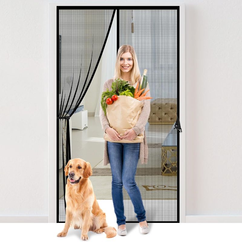 Photo 1 of ***Unknown Size*** Fiberglass Magnetic Screen Door - Heavy Duty Fiberglass Screen Door Mesh for Interior Door, Patio and Sliding Doors - Door Screen Magnetic Closure Let Fresh Air in (Sold As Is)