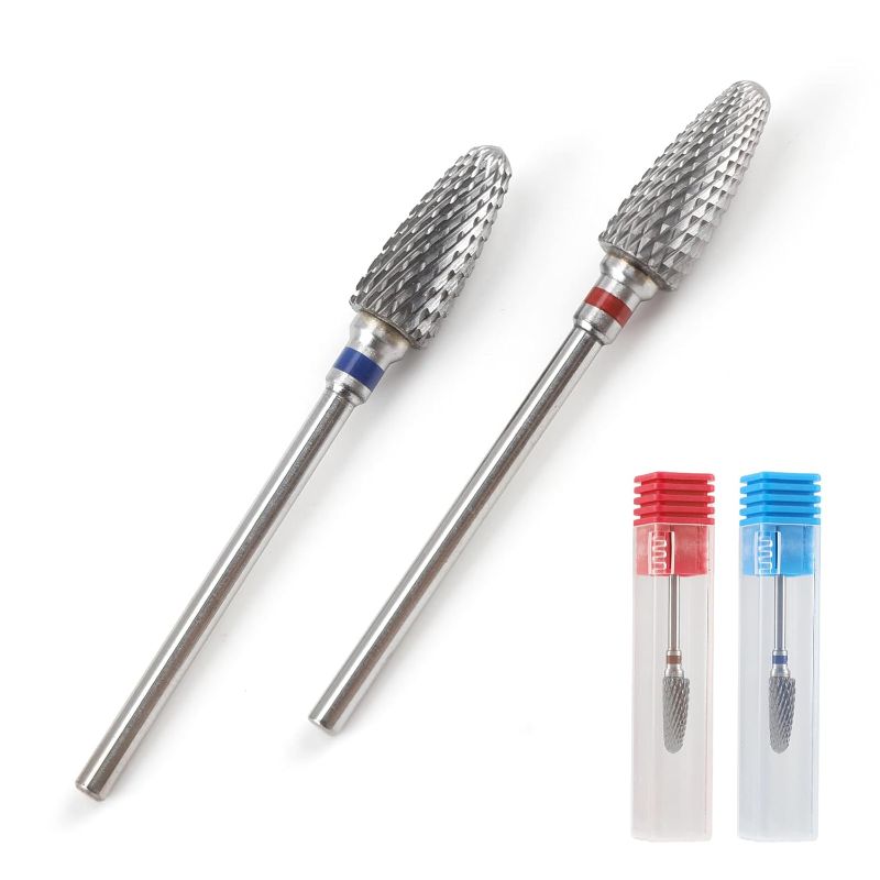 Photo 1 of ***2 Pack*** Portable Nail Drill Tool Bits with Case, Remove Acrylic Hard Gels Quickly and Safely, Professional 3/32" Carbide Drill Bits for Nails Electric Pedicure Grinding Head Nail Art Tools