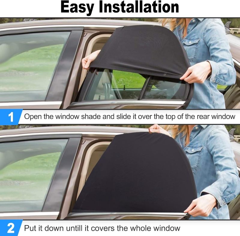 Photo 1 of Car Window Shades for Baby, PEYOU 2 Pack Car Side Window Sun Shades, UV Protection Breathable Mesh Baby Window Covers, Universal Fit Most (99%) of Cars, Privacy Protect for Kids, Family(44.9"x19.7")