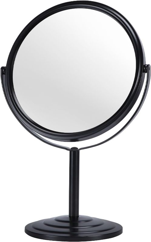 Photo 1 of 1X 3X Magnifying Makeup Mirror Vanity Mirror for Tabletop Desk, Black Standing Bathroom Cosmetic Mirror, Portable Double Sided Magnification Mirror