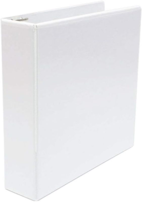 Photo 1 of 11" x 8.5" - Binder 2" Angle-D Ring Vinyl with Outside Pockets, White (117980)