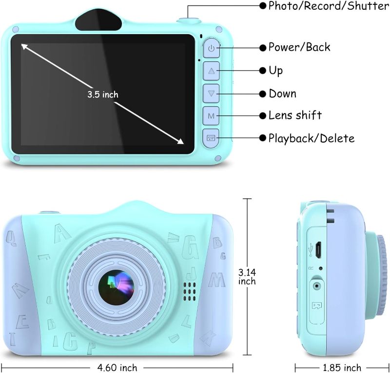 Photo 1 of Kids Camera No Games, 12MP 1080P Digital Camera for Kids 3-10 Year Old's with 3.5 inches Large Screen & 8X Digital Zoom, Kids Birthday Gifts Kids Selfie Camera