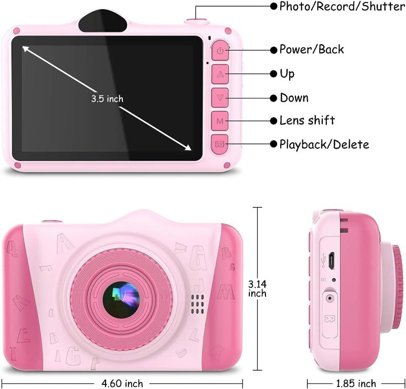 Photo 1 of (Only Comes With Camera) Kids Camera for Kids 3-10 Year Old's, 12MP HD Kids Digital Camera with 3.5'' Large Screen & 8X Digital Zoom, Children Camera Toys for Boys, Girls, Kids Birthday Gifts