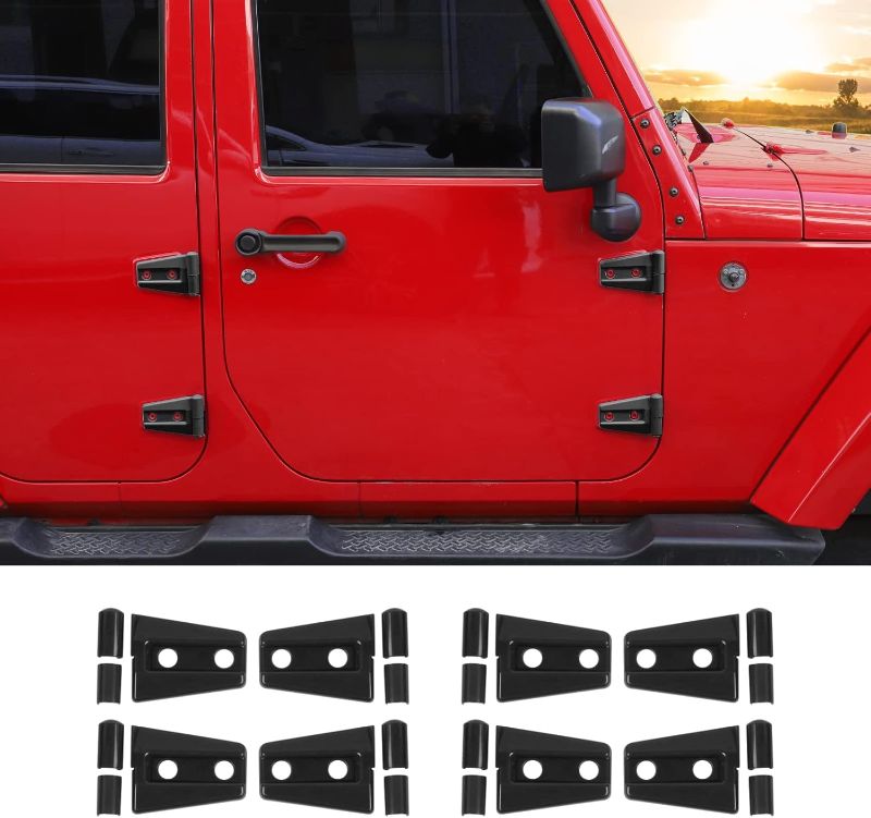 Photo 1 of Hoolcar Door Hinge Trim Cover ABS Exterior Accessories for 2007-2017 Jeep Wrangler JK JKU Sport Rubicon Sahara X 2-Door & 4-Door, Black, 8PCs