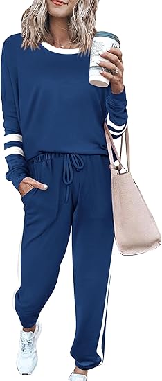 Photo 1 of (L) PRETTYGARDEN Women's 2024 Fall Two Piece Outfit Long Sleeve Crewneck Pullover Tops and Long Pants Tracksuit Large