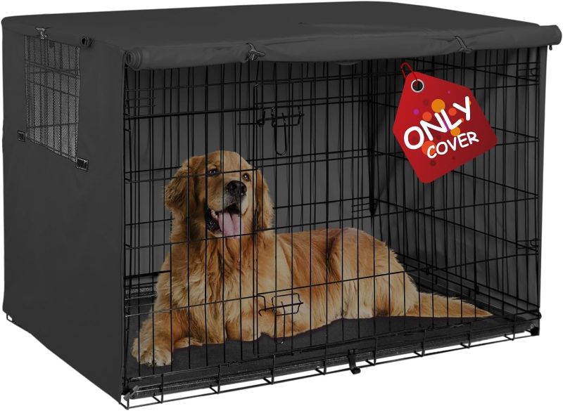 Photo 1 of Explore Land 36 inches Dog Crate Cover - Heavy Duty Polyester Pet Kennel Cover Universal Fit for Wire Dog Crate (Black)