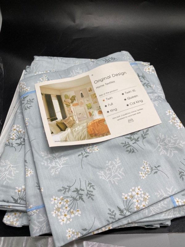 Photo 2 of VClife Pretty Queen Cotton Duvet Cover - Shabby White Yellow Floral Duvet Cover with Zipper Closure, Cooling Lightweight Cottage core Blue Bedding Sets, 1 Twin Size Duvet Cover and 2 Pillow Shams