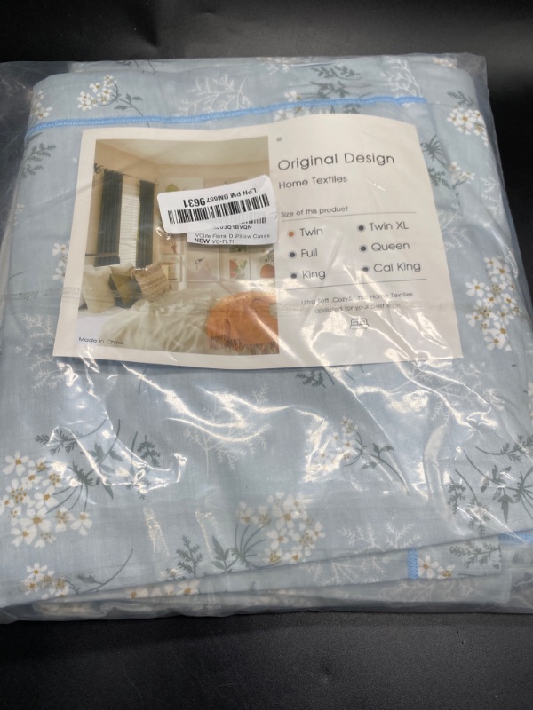 Photo 3 of VClife Pretty Queen Cotton Duvet Cover - Shabby White Yellow Floral Duvet Cover with Zipper Closure, Cooling Lightweight Cottage core Blue Bedding Sets, 1 Twin Size Duvet Cover and 2 Pillow Shams