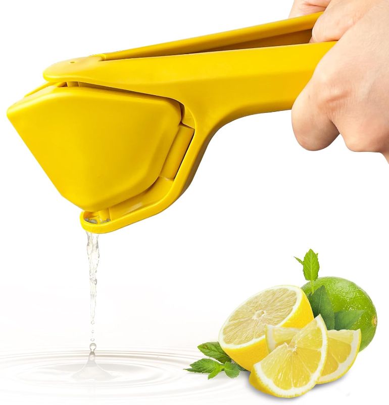 Photo 1 of EastLink Lemon Squeezer Manual, Max Juice Extraction Lemon Juicer Squeezer, Easy-to-Use Flat Lemon Lime Squeezer with Leverage to Reduce Effort, Citrus Squeezer with Built-in Strainer, Yellow