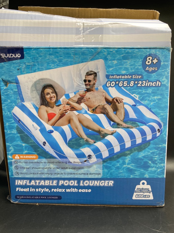 Photo 3 of Inflatable Pool Lounger Float for Adults, Large Pool Floats Chair Lounge with Handles and Cup Phone Holder, Water Float Tanning Pool Party Toys for Outdoor, Beach, Swimming Pool, Lake, River