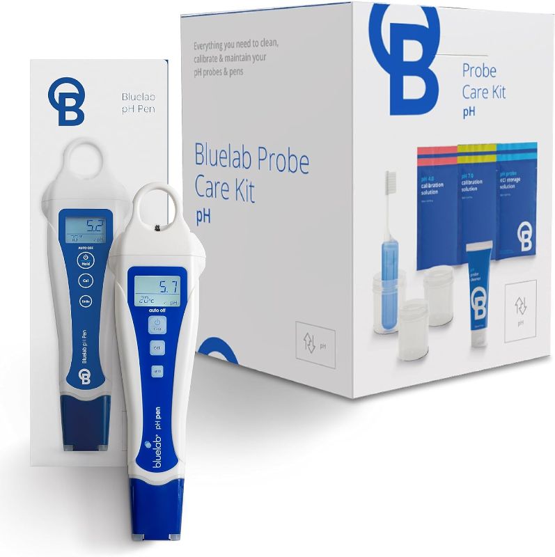 Photo 1 of Bluelab pH Pen Meter and Probe Care Kit pH with Calibration Supplies, Storage Solution & Brush, Reliable Digital Tester for pH, Temperature in Soil and Solutions, Optimal Plant Health and Yield