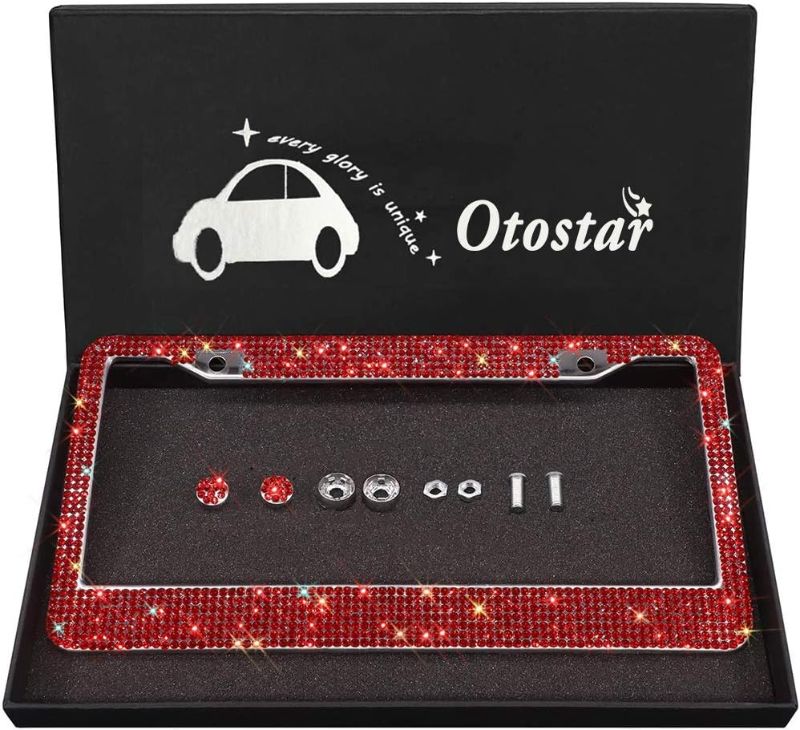 Photo 2 of Bling License Plate Frame for Women, 1PCS Sparkly License Plate Frames| Over 1200 pcs 14 Facets Bedazzled Clear Glass Diamond Rhinestone Crystals w/Free Glitter Diamond Box (Black)
&&
Dashing Diva Gloss Nail Strips - Gleam Queen | UV Free, Chip Resistant,