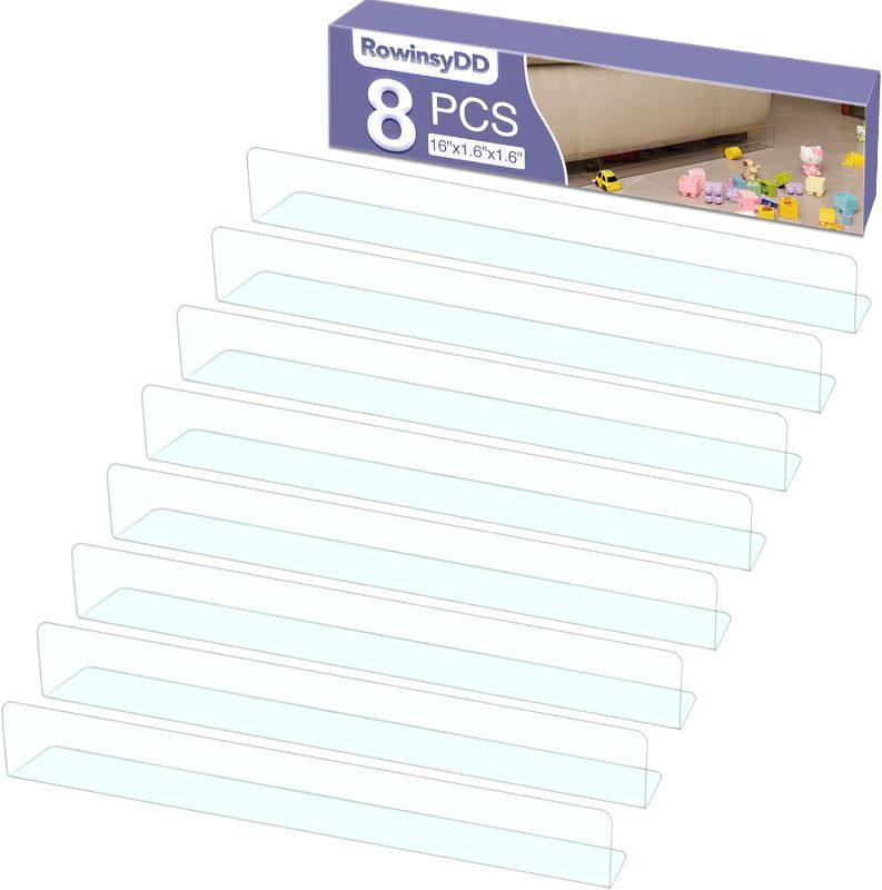 Photo 1 of 8 Pack Toy Blocker for Furniture, Clear Under Couch Blocker, Stop Things Going Under Sofa or Bed, 16" L x 1.6" H, Adjustable Gap Bumper for Furniture with Strong Tape