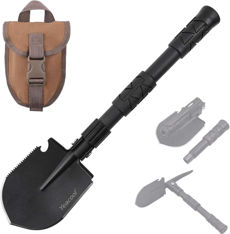 Photo 1 of Camping Shovel Foldable, Folding Survival Shovel, Metal Detector Accessories, Army Trenching Tool with Pickaxe, Collapsible Tactical Multi-Tool for Garden, Digging, Car Emergency, Military