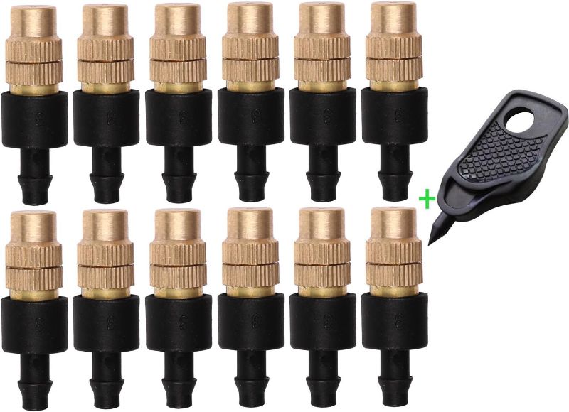 Photo 2 of 12 set New copper adjustable spray nozzle spray atomization copper capillary effect take 47 factory Adjustable Irrigation Drippers Sprinklers Emitter Drip System on 1/4" Barb
&&
24 Pcs 3/4" Wire Shelving Post Clips, 12 Pairs of Plastic Shelf Locking Clips