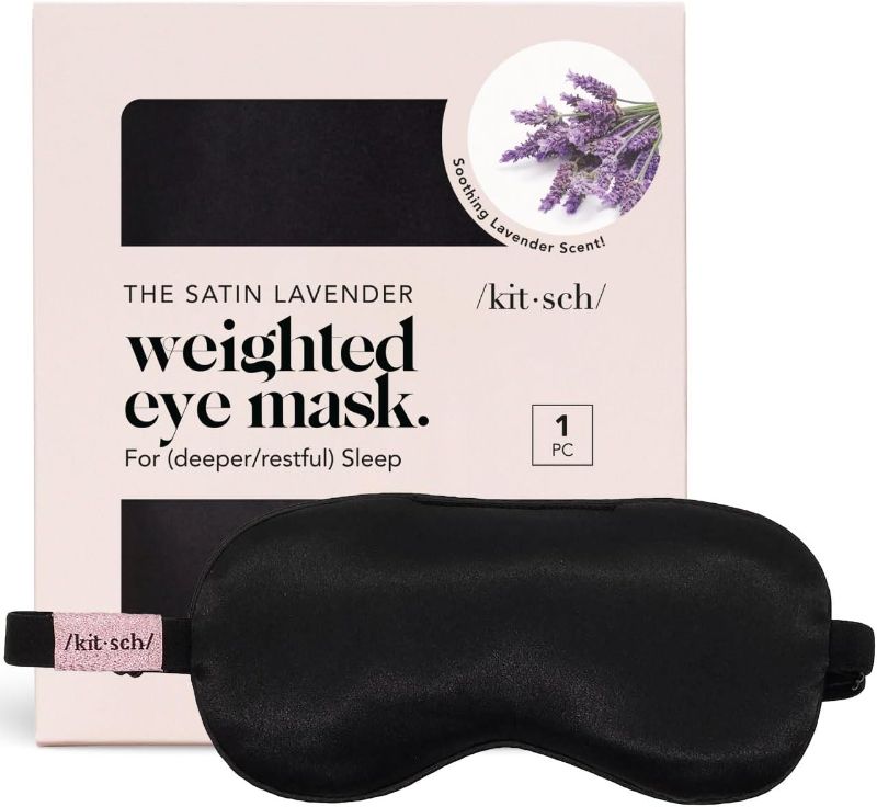 Photo 1 of Kitsch Eye Mask for Sleeping, Lavender Softer Than Silk Sleep Mask, Satin Eyemask for Sleeping, Light Blocking & Stylish Eye Cover, Night Eye Pillow Mask, Travel Sleeping Mask for Women & Men (Black)