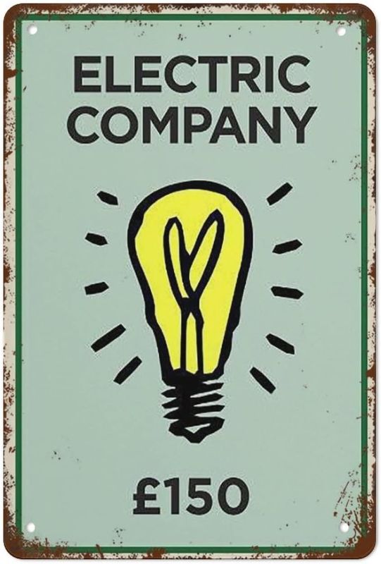 Photo 1 of Electric Company Monopoly Inspired Art Print Home Decor Art Print Vintage Tin Sign Metal Sign Retro Wall Decor For Home Cafes Office Store Pubs Club Sign Gift For Women Men 8x12 Inch Plaque Tin Sign
&&
Shoelace Tips Alloy Shoe Lace Ends Tips Cylindrical T